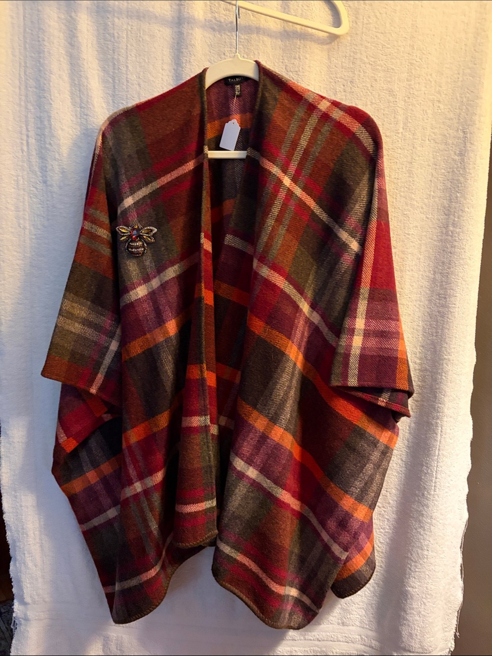 Talbots Multi-Color Plaid Wool-Blend Cape